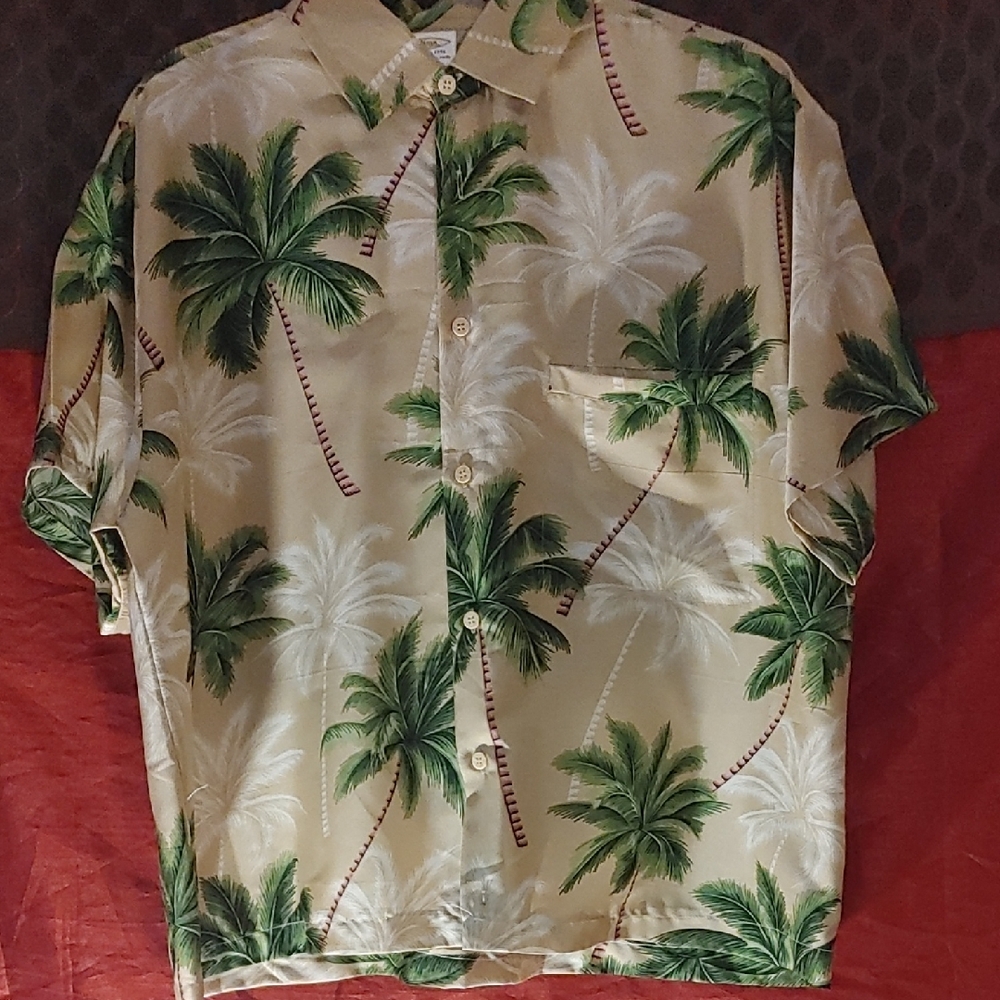 Men's Palm Tree Print Casual Shirt Sz LG